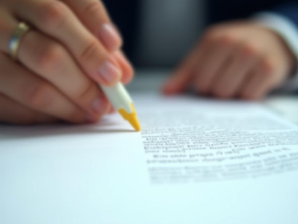 Illustration einer detaillierten Vertragsgestaltung mit Fokus auf Textpräzision