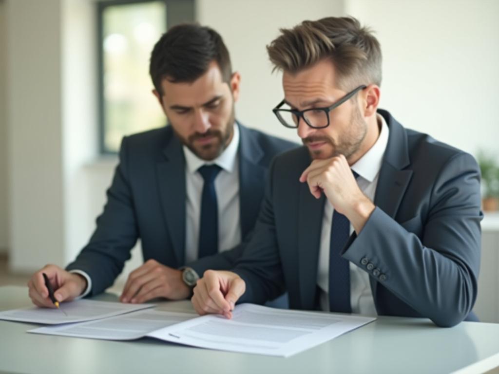 Jurist bei der Analyse von Verträgen zur Identifizierung von Haftungsrisiken